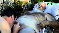 Hairy Grandpa Gets Sucked Off By Young Man